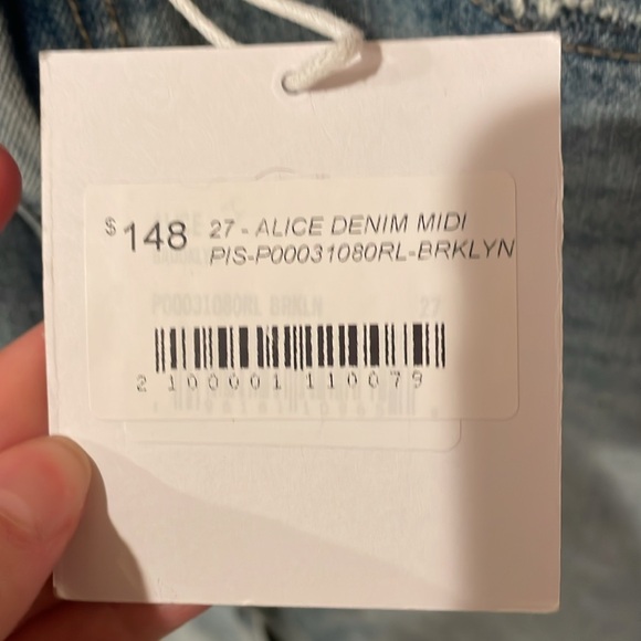 NWT Pistola Alice High Rise Midi Skirt Jean Size 27 - Picture 6 of 14